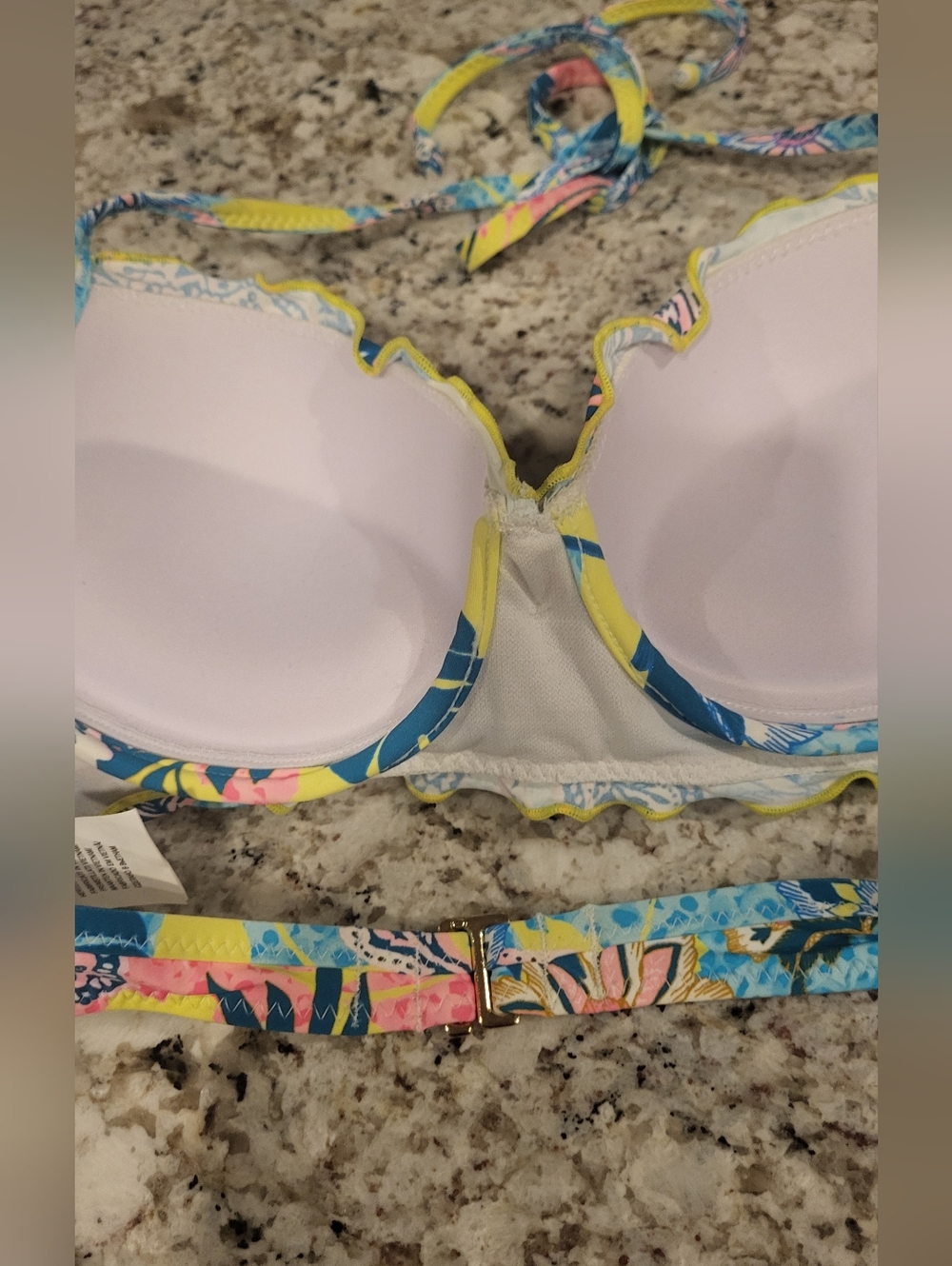 NWT Hobie bikini  Padded top side tie bikini bottom Tropical  Size Large. Ruffle - Picture 13 of 14